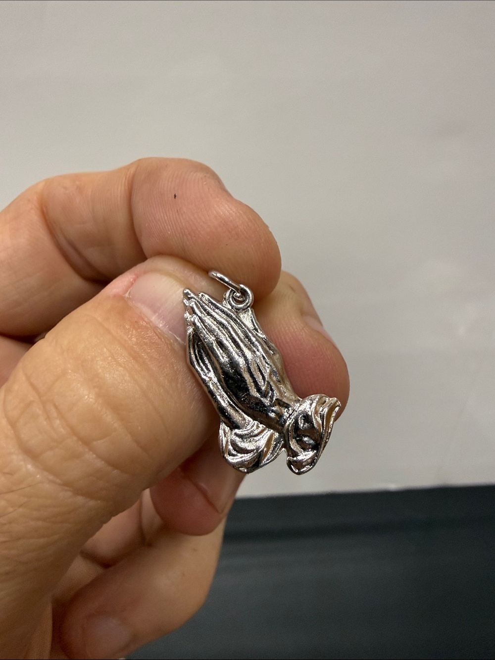Sterling-Style Praying Hands Pendant in Silver